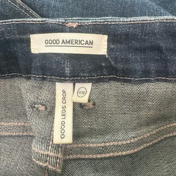 Good American Good Legs Crop Jeans Skinny Dark Wash Stretch Mid Rise 2/26 - Picture 7 of 9
